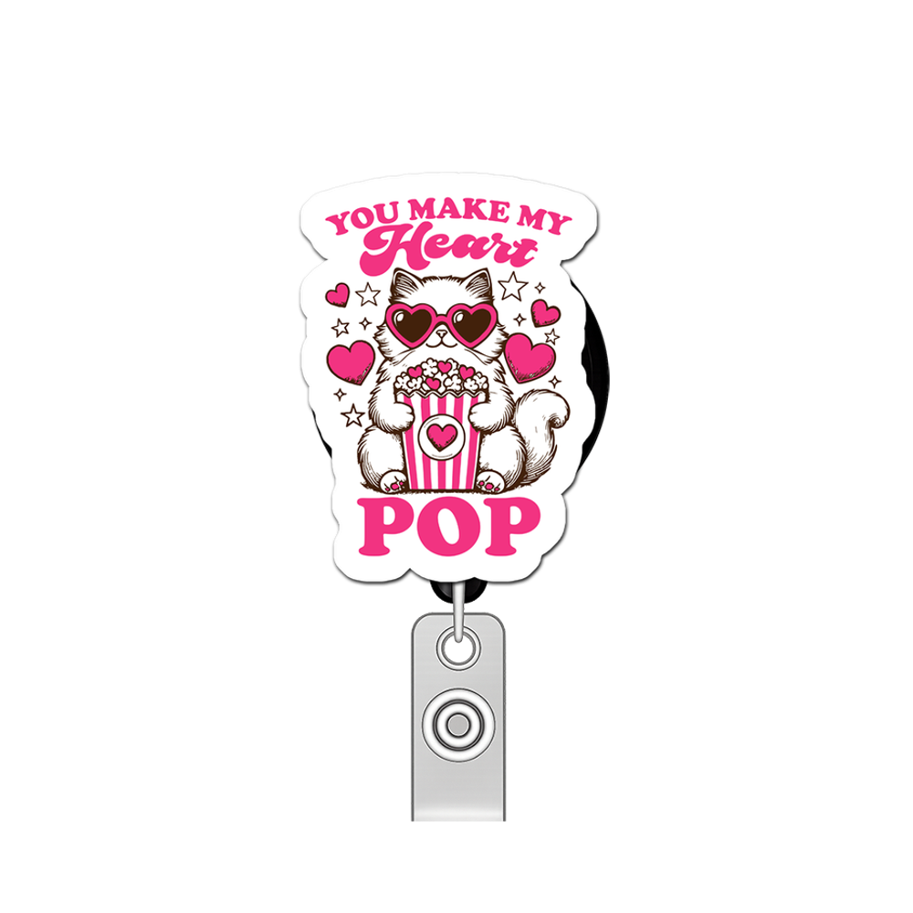 Fluffy Love Guru Pop Topper Swapfinity Retractable ID Badge Reel - - Topperswap