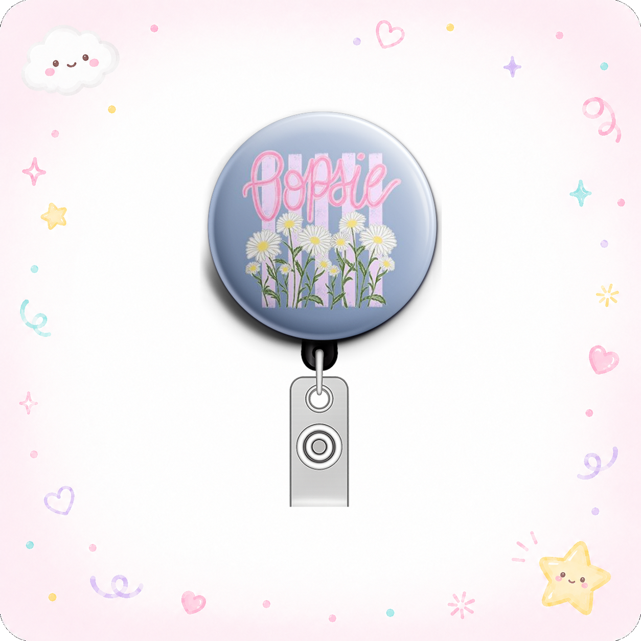 Floral Whimsy Swapfinity Retractable ID Badge Reel - - Topperswap
