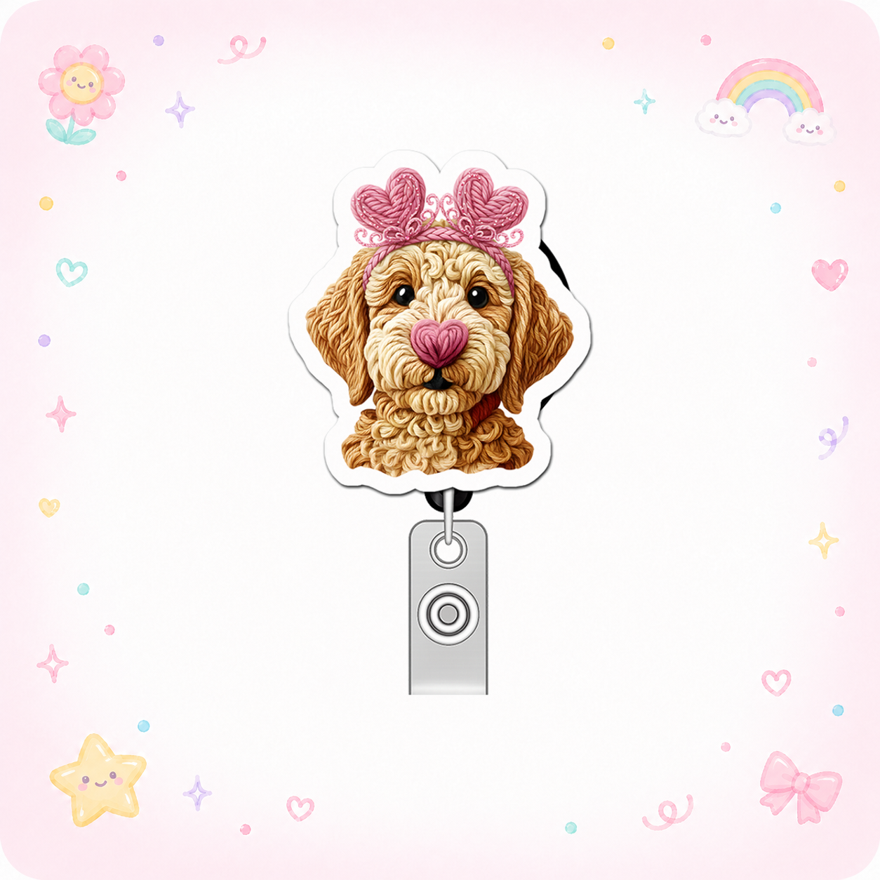 Love Pup Guru Pop Topper Swapfinity Retractable ID Badge Reel - - Topperswap