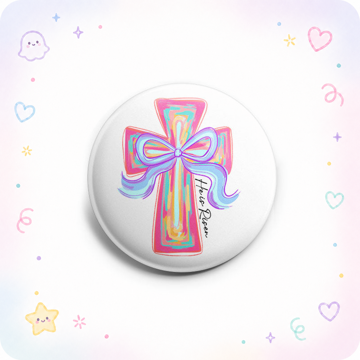 He Is Risen Watercolor Cross Topper - - Topperswap