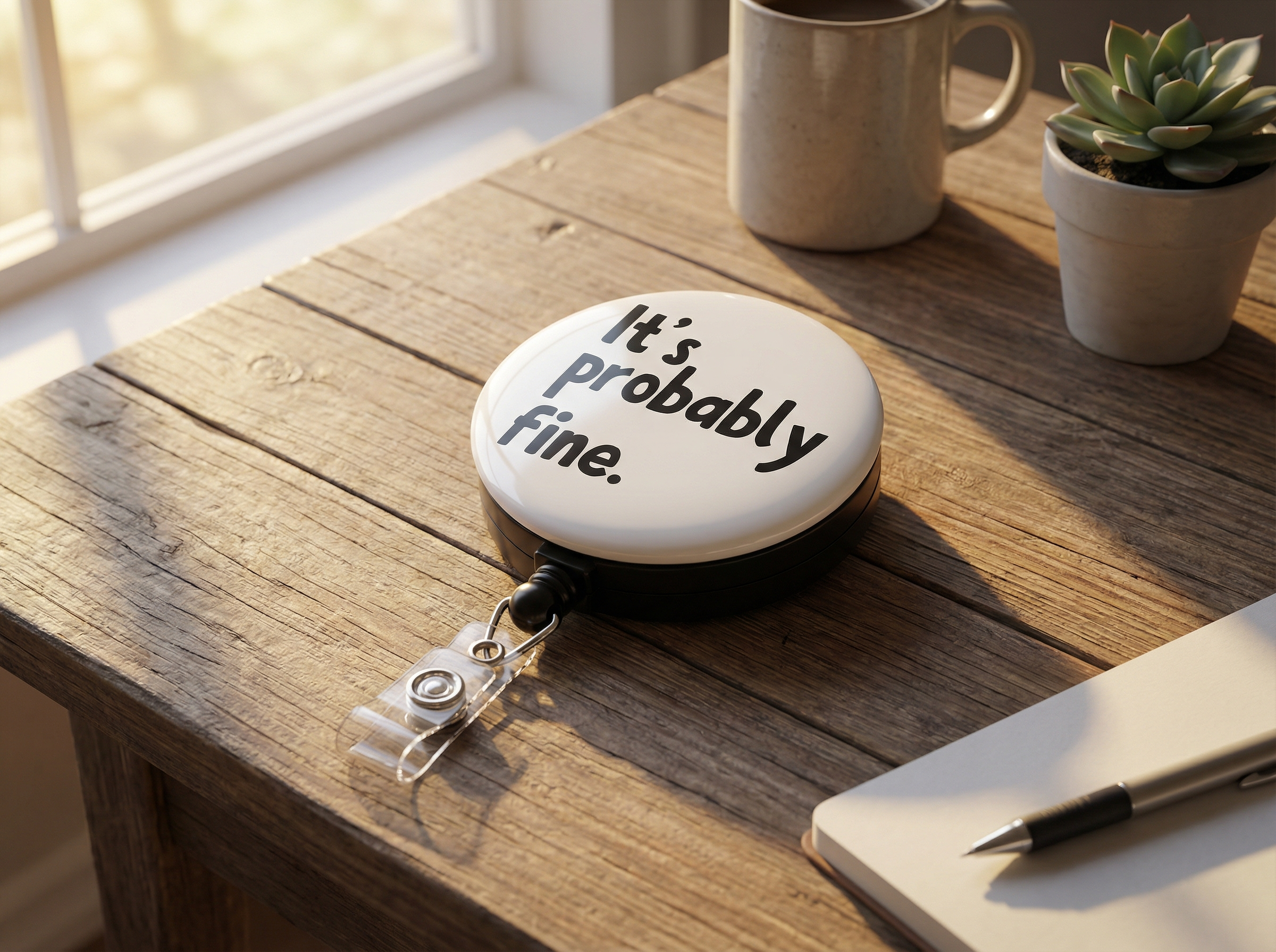 It's Probably Fine Retractable ID Badge Reel • Funny Nurse Badge Holder • Swapfinity - - Topperswap