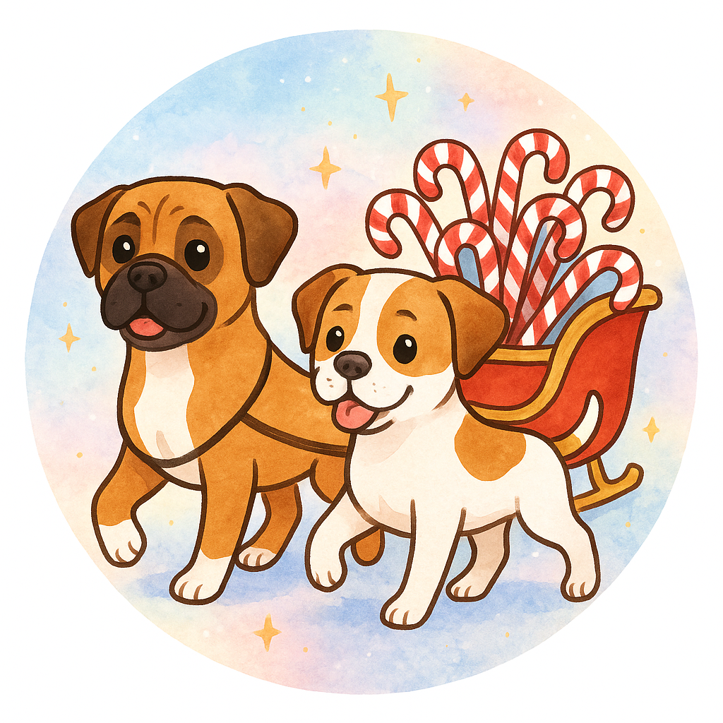 Custom Design – my pets pulling a sleigh full of candy canes - - Topperswap