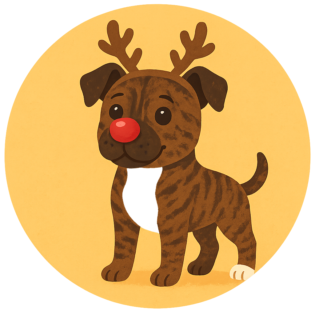 my pet dressed as a reindeer with a shiny red nose