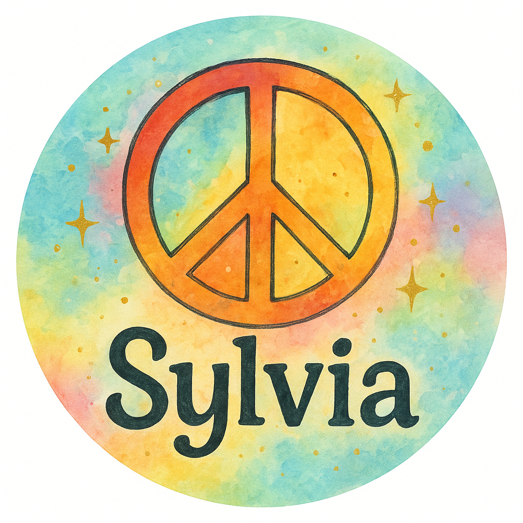 Peace sign Sylvia Include the exact name "Sylvia" prominent…