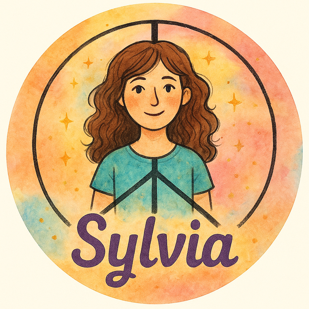 Sylvia inside a peace sign Include the exact name "Sylvia"…