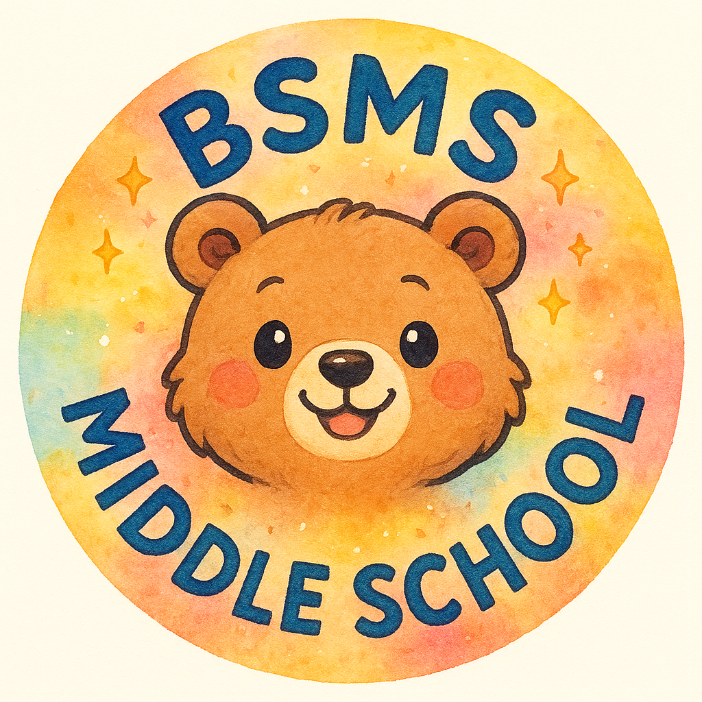 Bear head in middle with BSMS Middle School going around the…