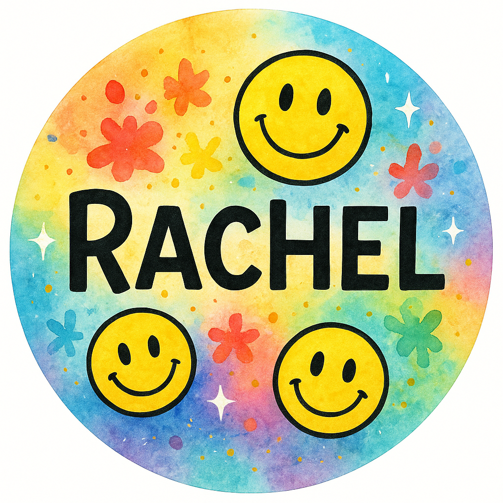 A personalized design prominently featuring the name "Rachel…