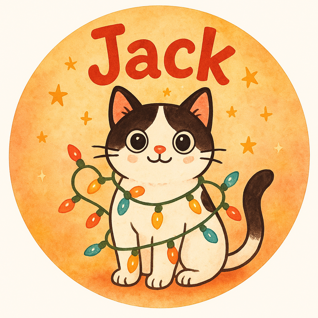 Jack wrapped in twinkling Christmas lights