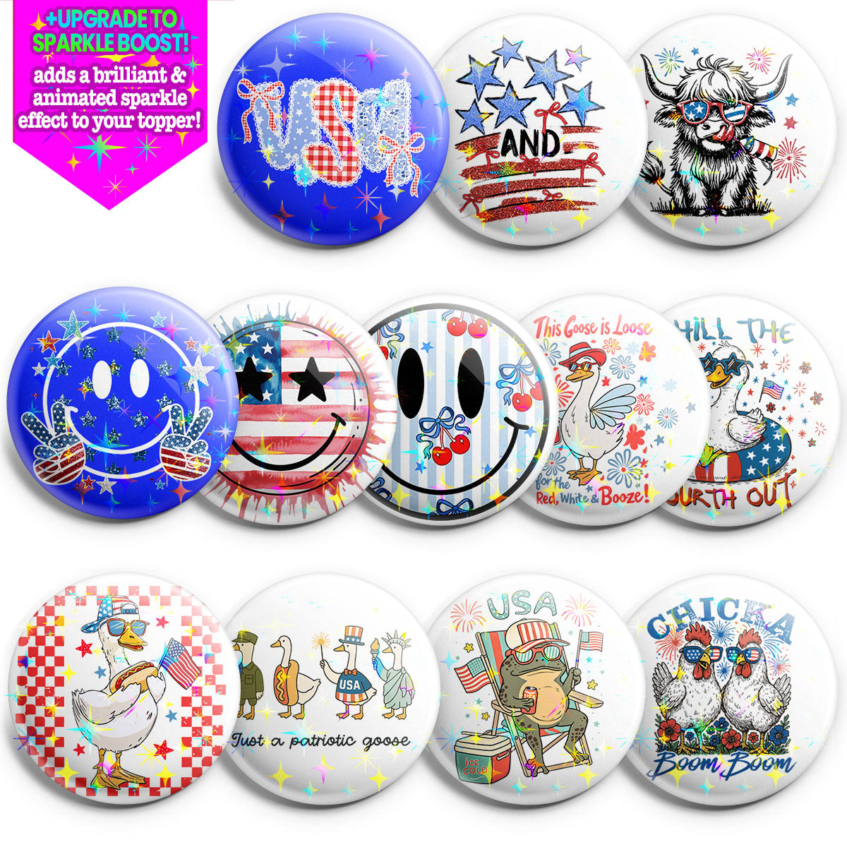 Fourth of July Party Topper 12-Pack (Save 20%) - - Topperswap