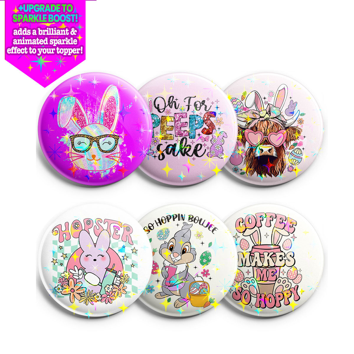 Trendy Easter Joy Topper 6-Pack - Make Them Sparkle - Topperswap