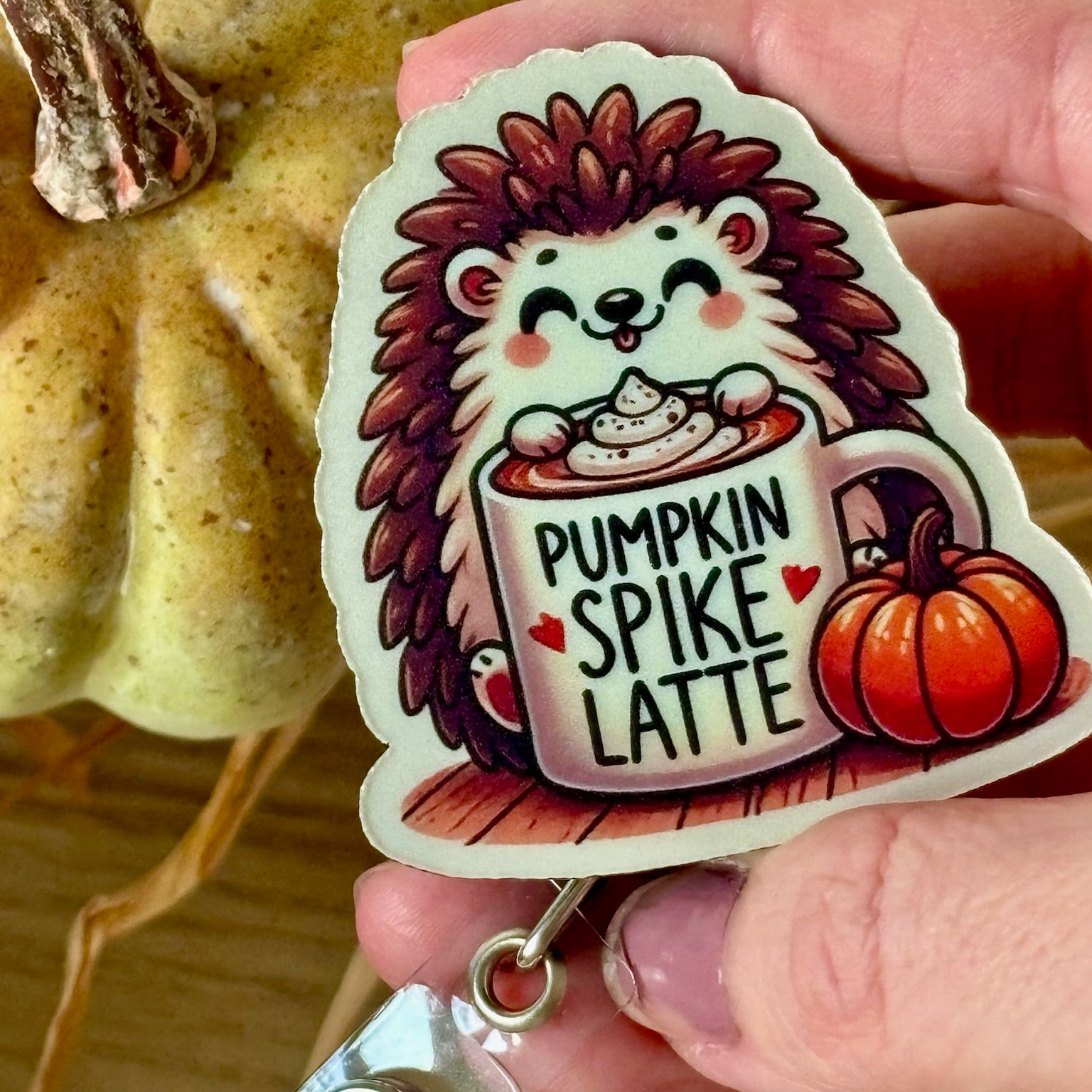 Pumpkin Spike Latte Pop Topper Swapfinity Retractable ID Badge Reel - - Topperswap