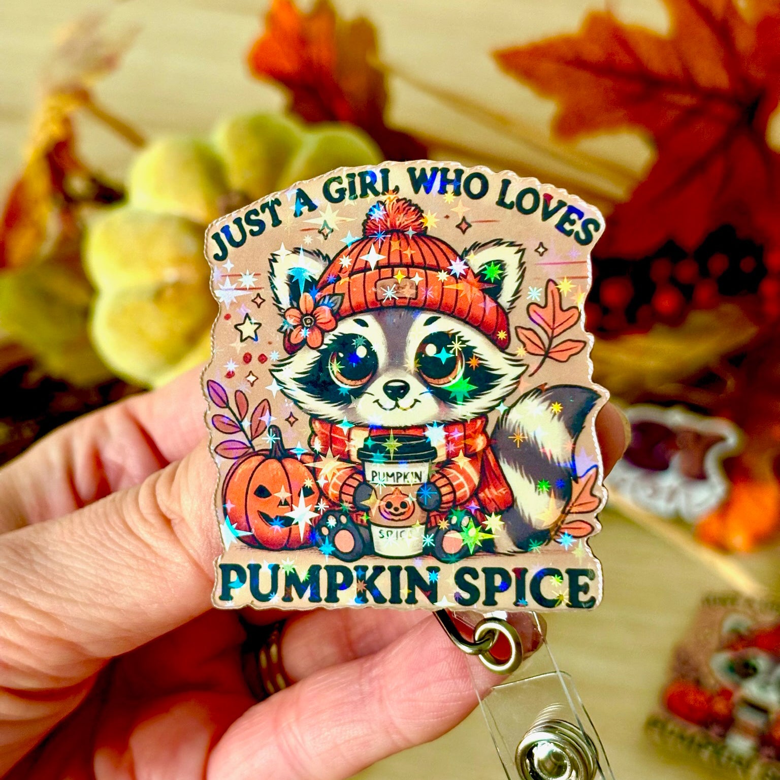 Pumpkin Spice Raccoon Pop Topper - - Topperswap