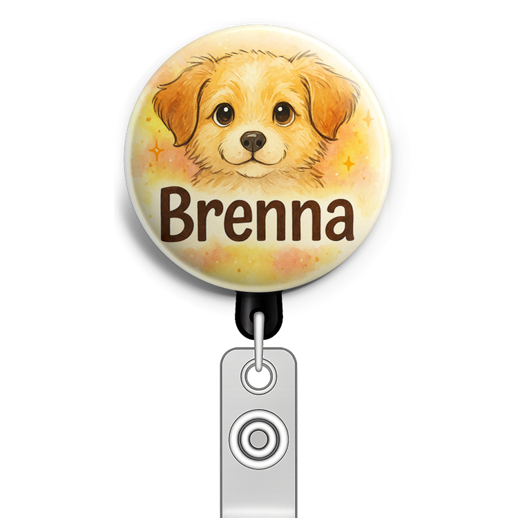 Custom Design – A personalized design prominently featuring the name "Brenna… - Badge Reel (Alligator, Black) - Topperswap