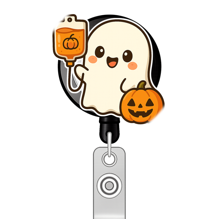 Custom Design – A cute Halloween ghost with a pumpkin spice IV bag and a sma… - - Topperswap