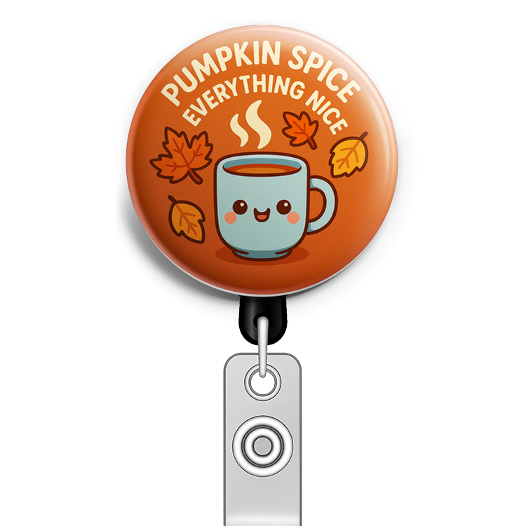 Custom Design – A steaming mug with falling leaves with text 'Pumpkin Spice… - - Topperswap