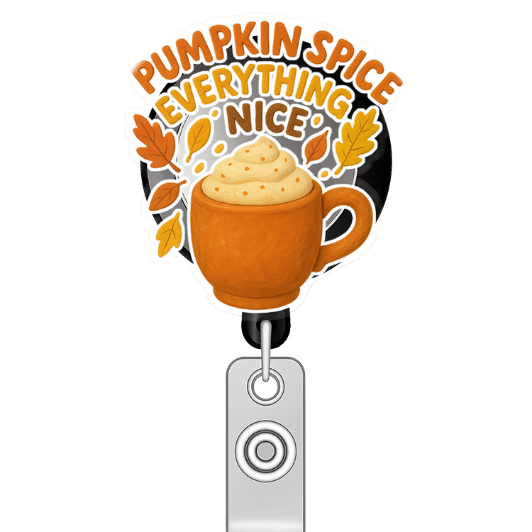 Custom Design – A pumpkin spiced latte with falling leaves with text 'Pumpki… - - Topperswap