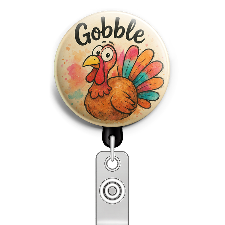 Custom Design – a goofy looking turkey with the text, "Gobble" - - Topperswap