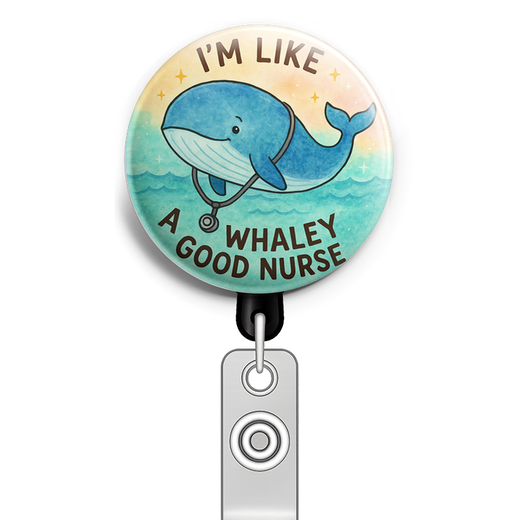 Custom Design – A whale wearing a stethoscope in front of an ocean backgroun… - Topper