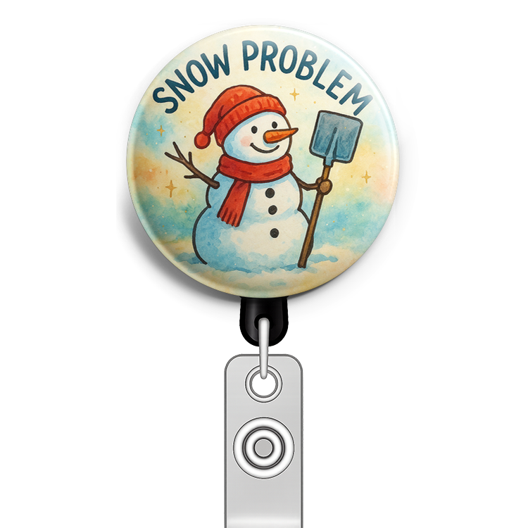Custom Design – Snowman with shovel and text 'Snow Problem' - Topper
