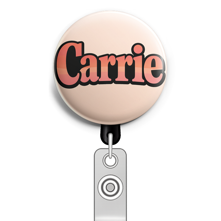 Custom Design – Design a circular badge featuring the name 'Carrie' as the m… - - Topperswap