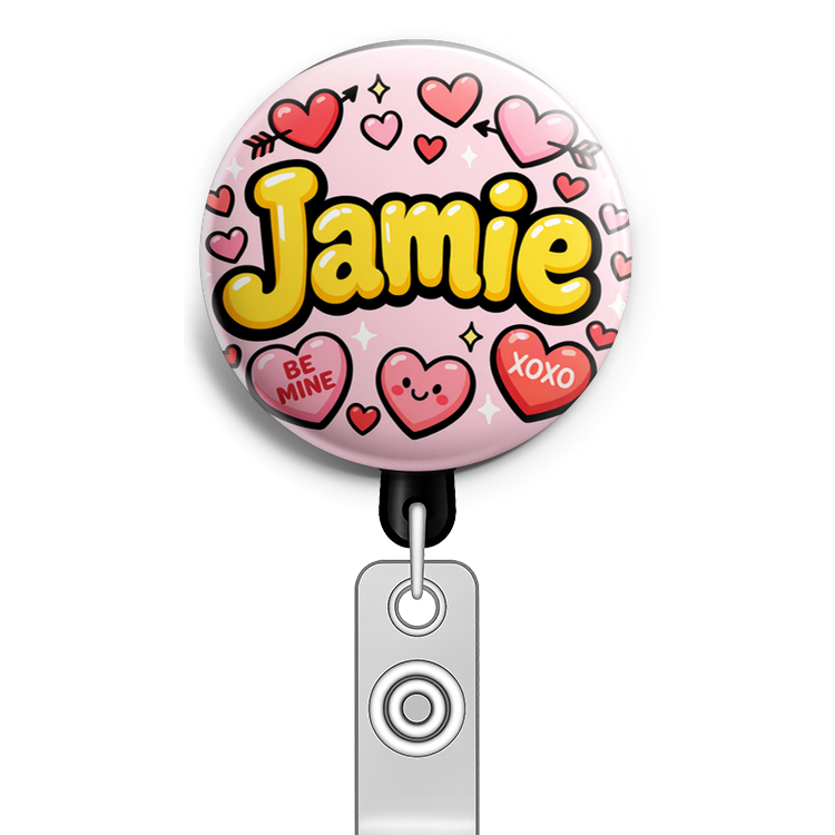 Custom Design – Create a circular badge design with the name 'Jamie' promine… - - Topperswap