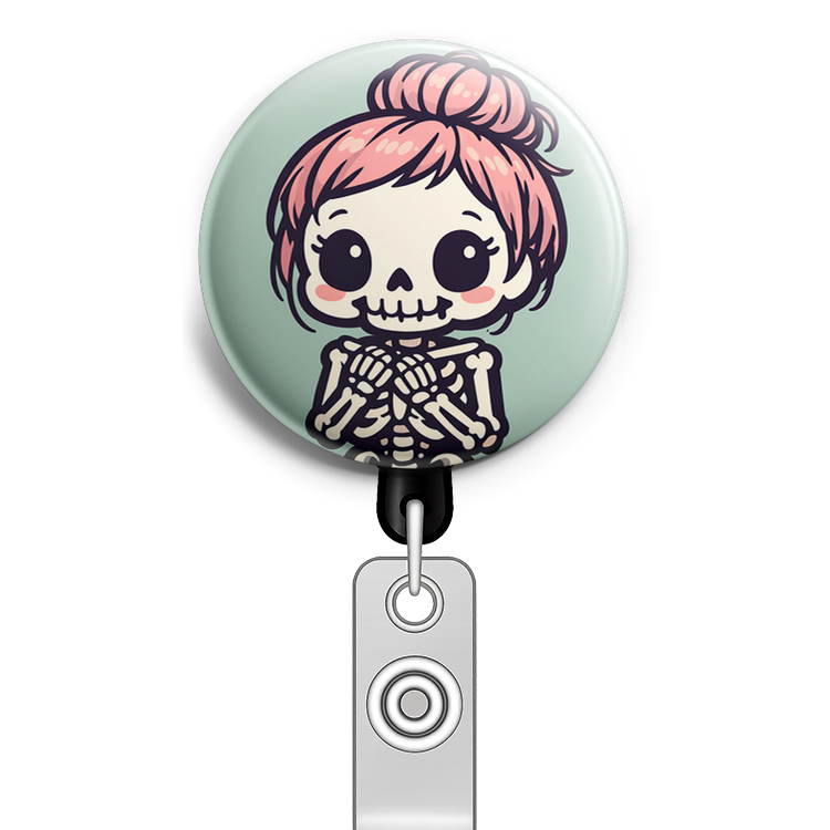 Custom Design – Create a circular badge design featuring a cute female skele… - - Topperswap