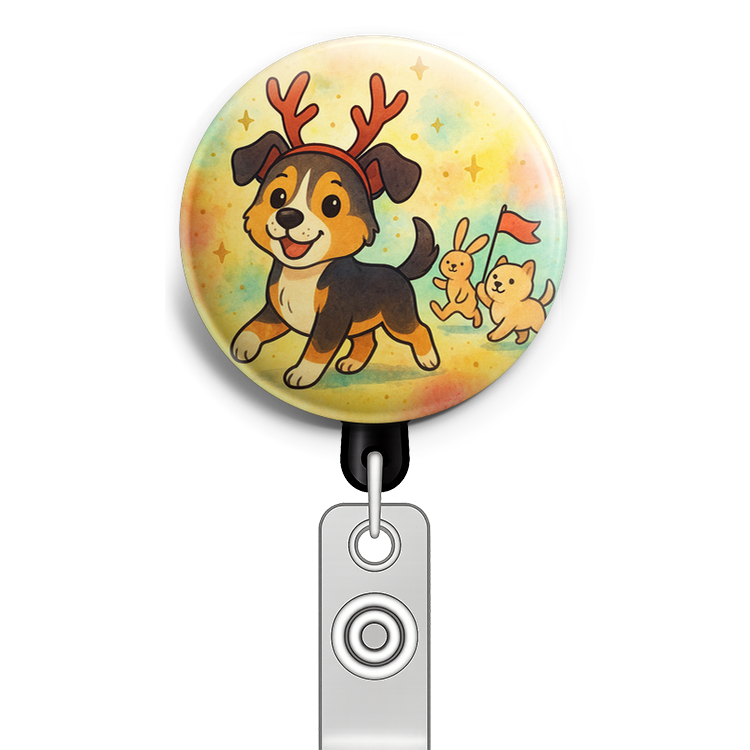 Custom Design – my pet wearing reindeer antlers, leading a jolly holiday par… - Topper