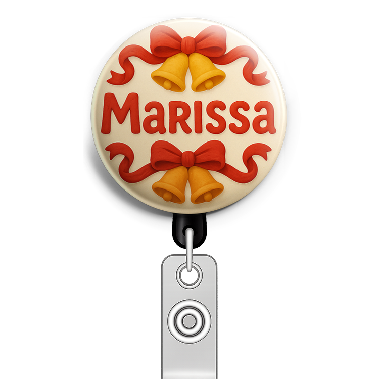 Custom Design – A personalized design prominently featuring the name "Mariss… - Badge Reel (Alligator, Black) - Topperswap