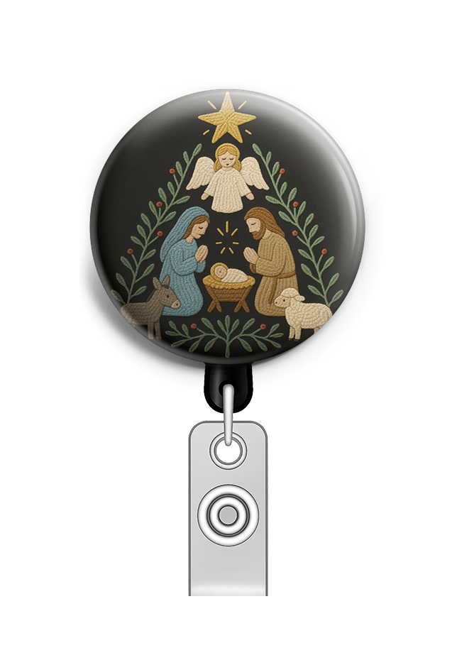 Custom Design – Minimalist embroidered-style nativity scene arranged in a Ch… - - Topperswap