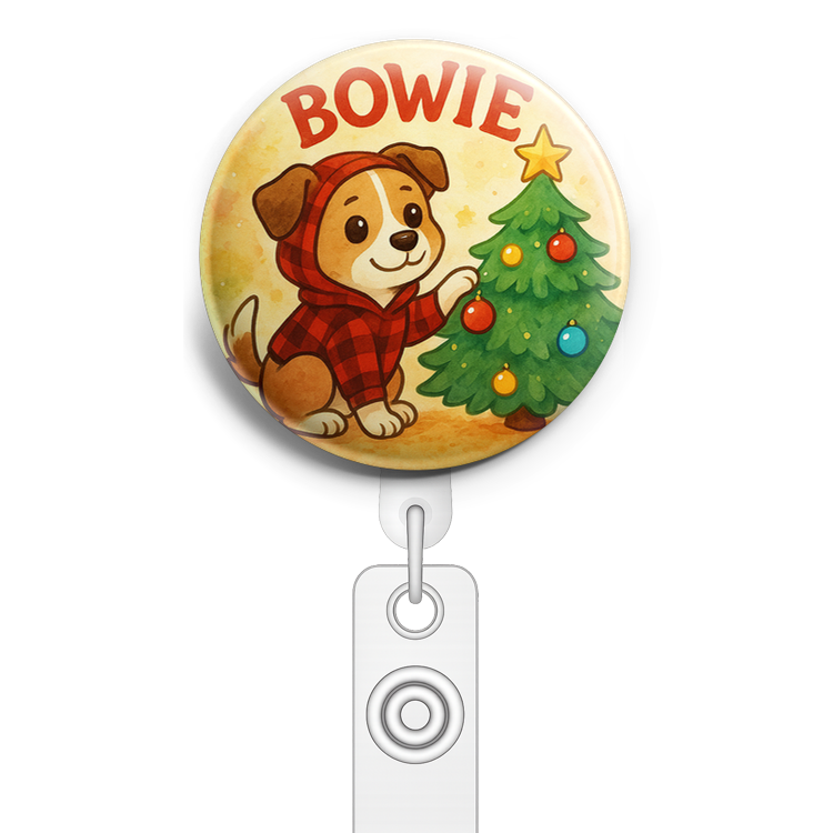 Custom Design – Bowie decorating a Christmas tree with shiny baubles - Topper