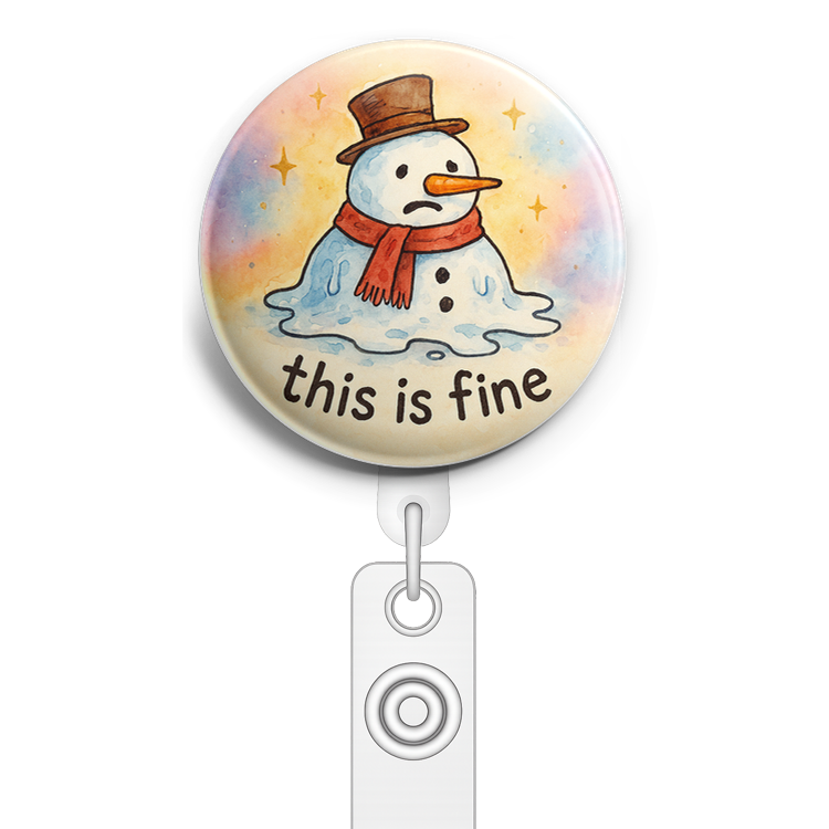 Custom Design – A melting snowman with text: "this is fine". - Topper