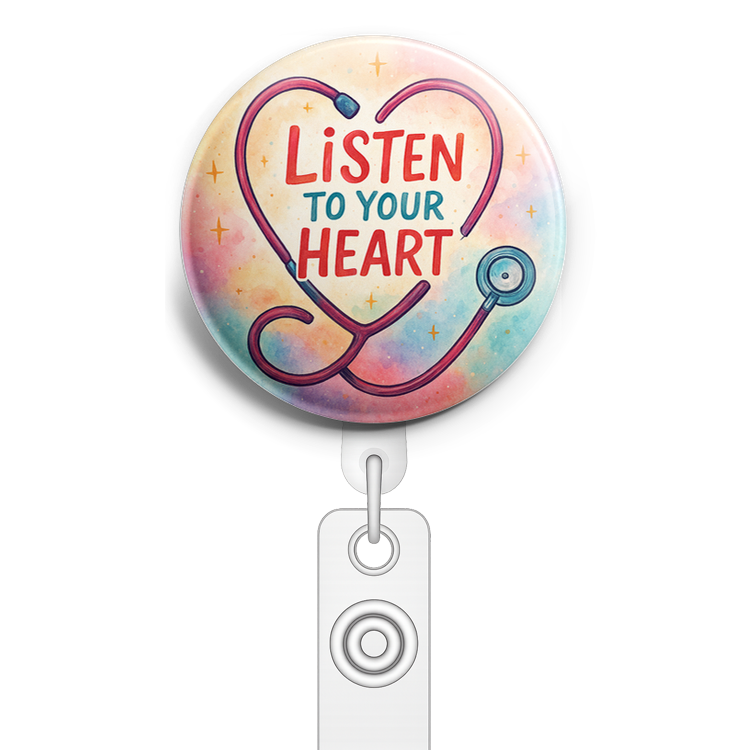 Custom Design – Stethoscope shaped into a heart with text 'Listen to Your He… - Topper