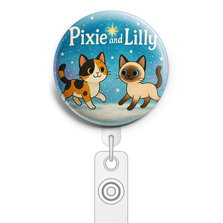 Custom Design – Pixie and Lilly frolicking in snowflakes under a twinkling… - Topper