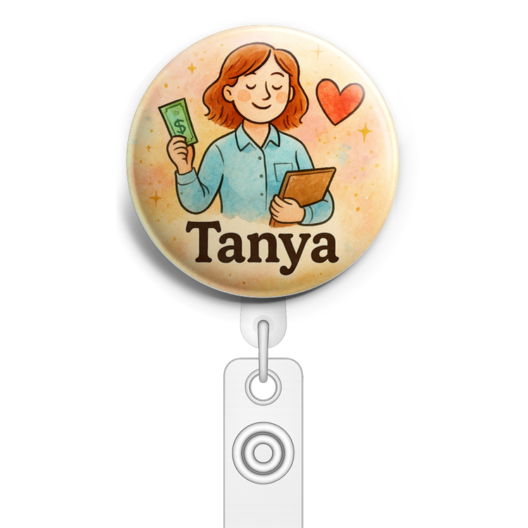 Custom Design – Works at the bank and loves her husband Include the exact n… - Topper