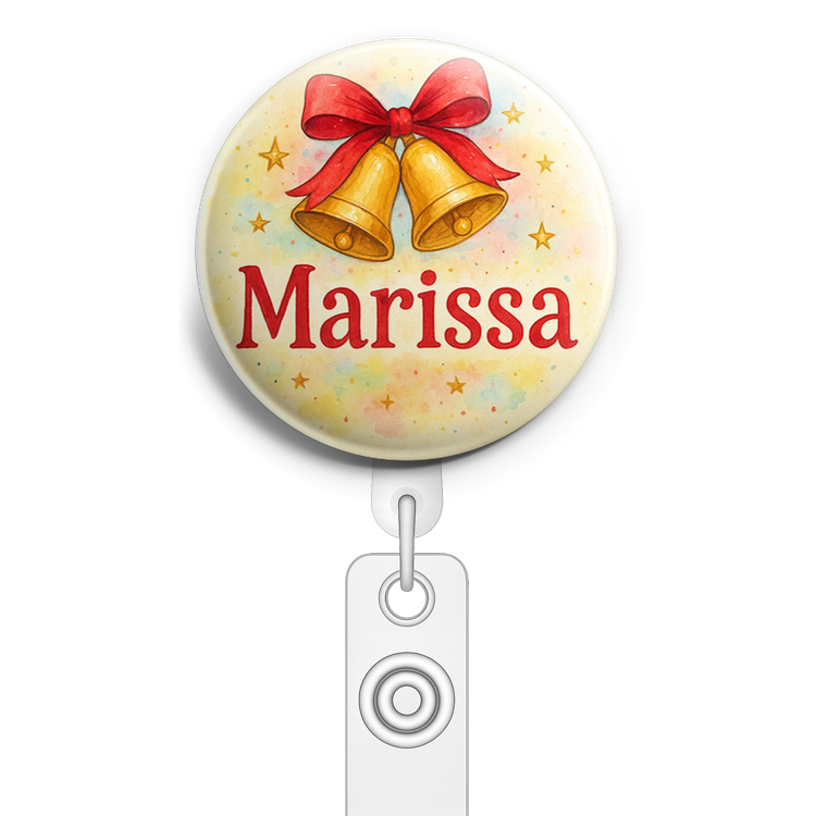 Custom Design – A personalized design prominently featuring the name "Mariss… - Badge Reel (Alligator, White) - Topperswap