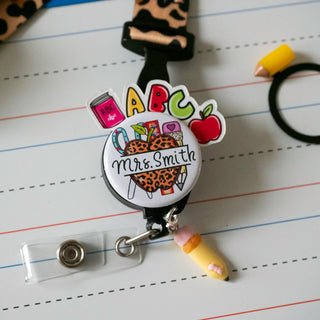 Heart Pencil Teacher Badge Reel Add-on
