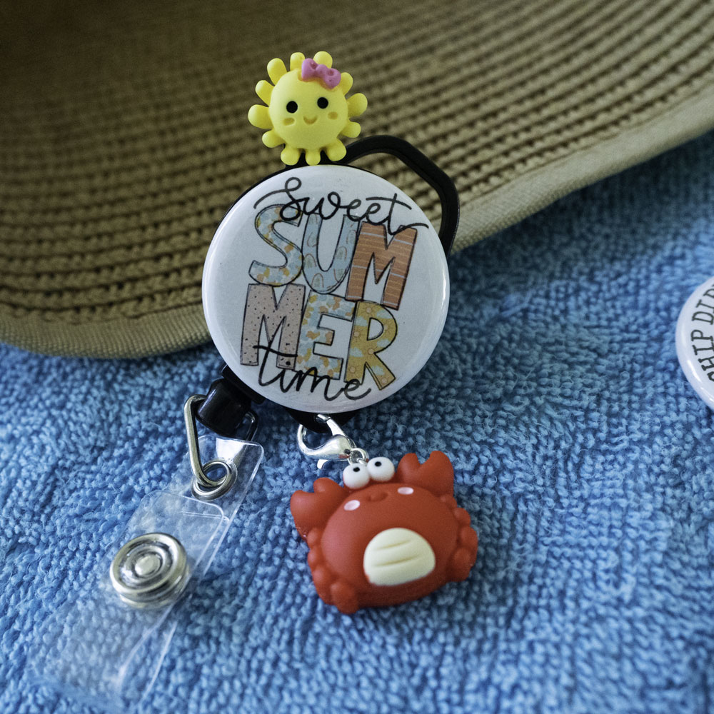 Cute Crab Badge Reel Add-on - - Topperswap