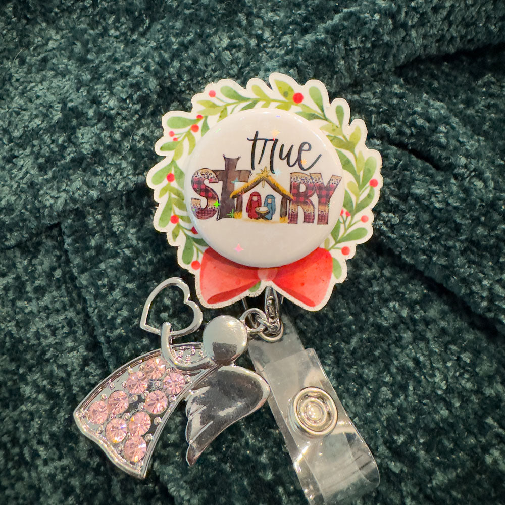 Sparkling Angel Heart Charm Swapfinity Badge Reel Add-on - - Topperswap