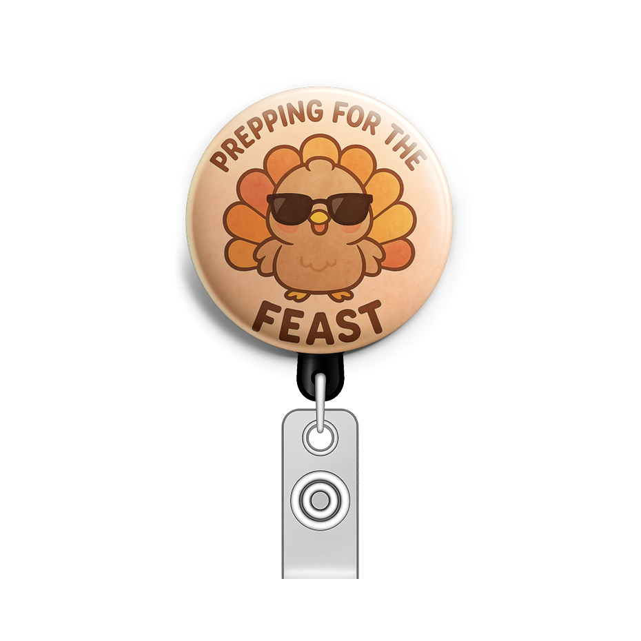 Custom Design – Cute turkey in sunglasses with text 'Prepping for the Feast' - - Topperswap