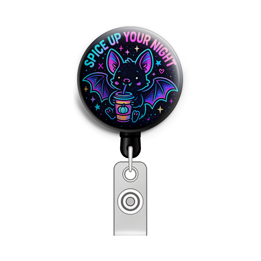 Custom Design – Bat holding pumpkin spice latte with text 'Spice Up Your Nig… - - Topperswap