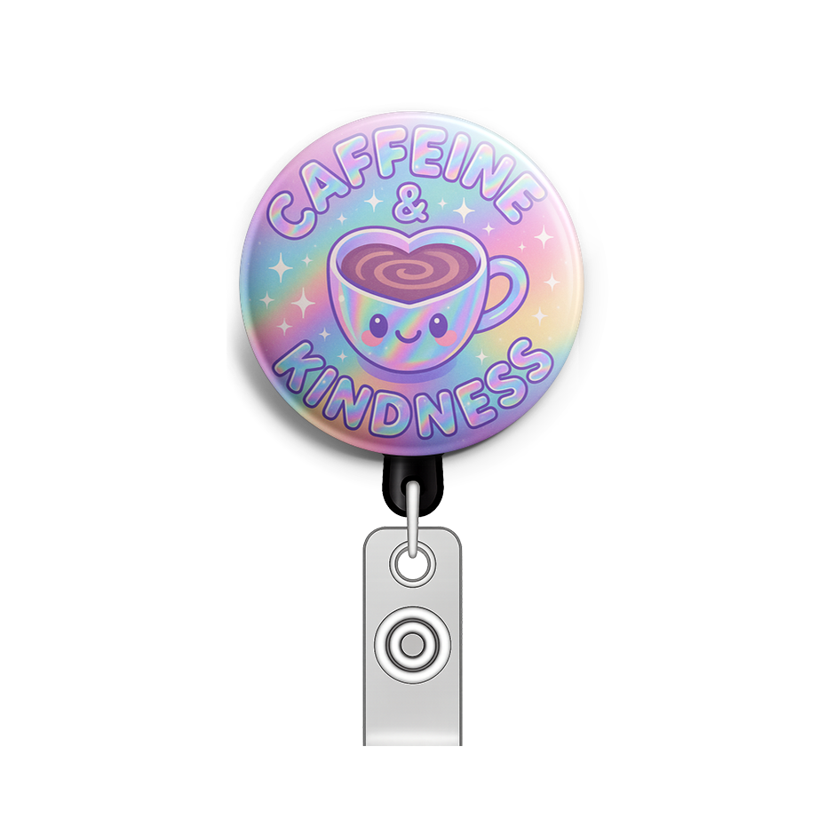 Custom Design – "Caffeine & Kindness" with a heart-shaped coffee cup, essent… - - Topperswap