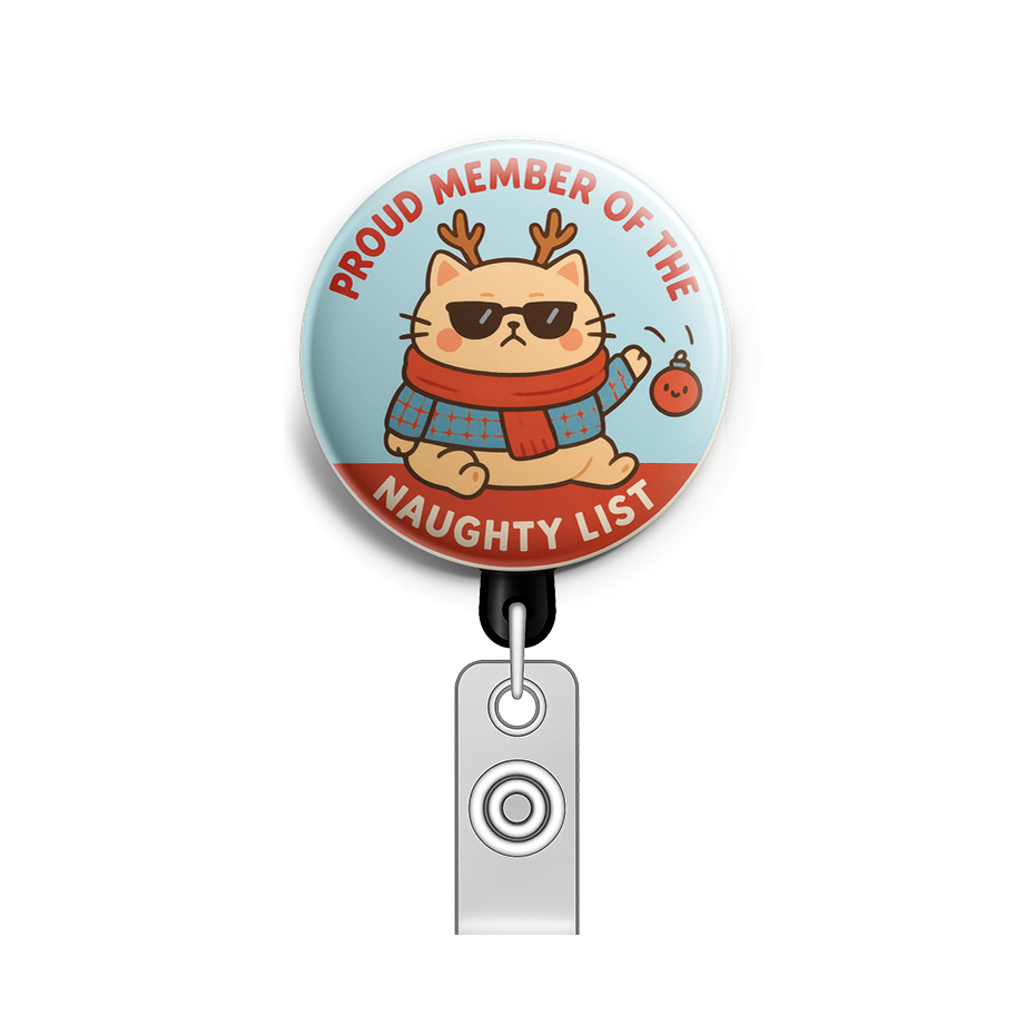 Custom Design – "Proud member of the naughty list" with a fat cat with deer… - - Topperswap