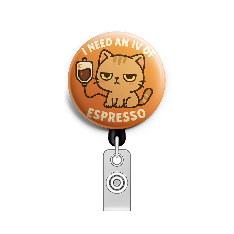 Custom Design – Deadpan cat with half-closed eyes saying 'I Need an IV of Es… - - Topperswap