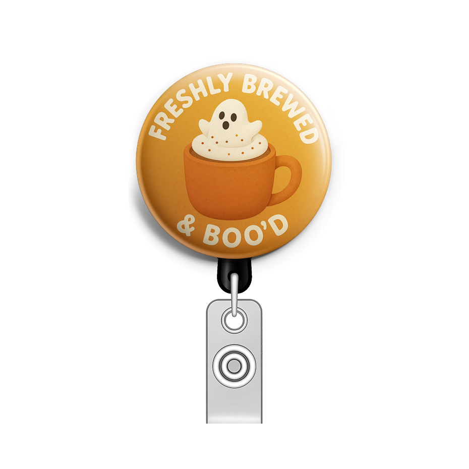 Custom Design – Pumpkin spice latte with cute ghost and text 'Freshly Brewed… - - Topperswap