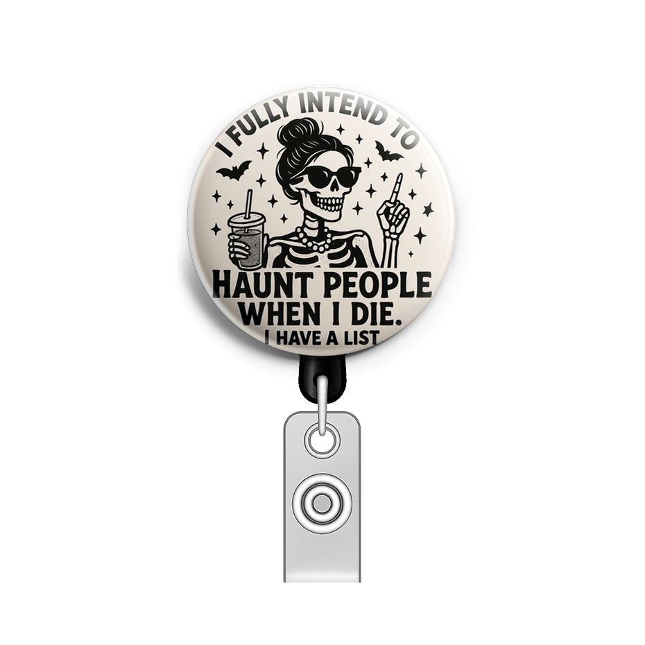 A stylish female skeleton with a messy bun hairstyle, wearin… - Badge Reel