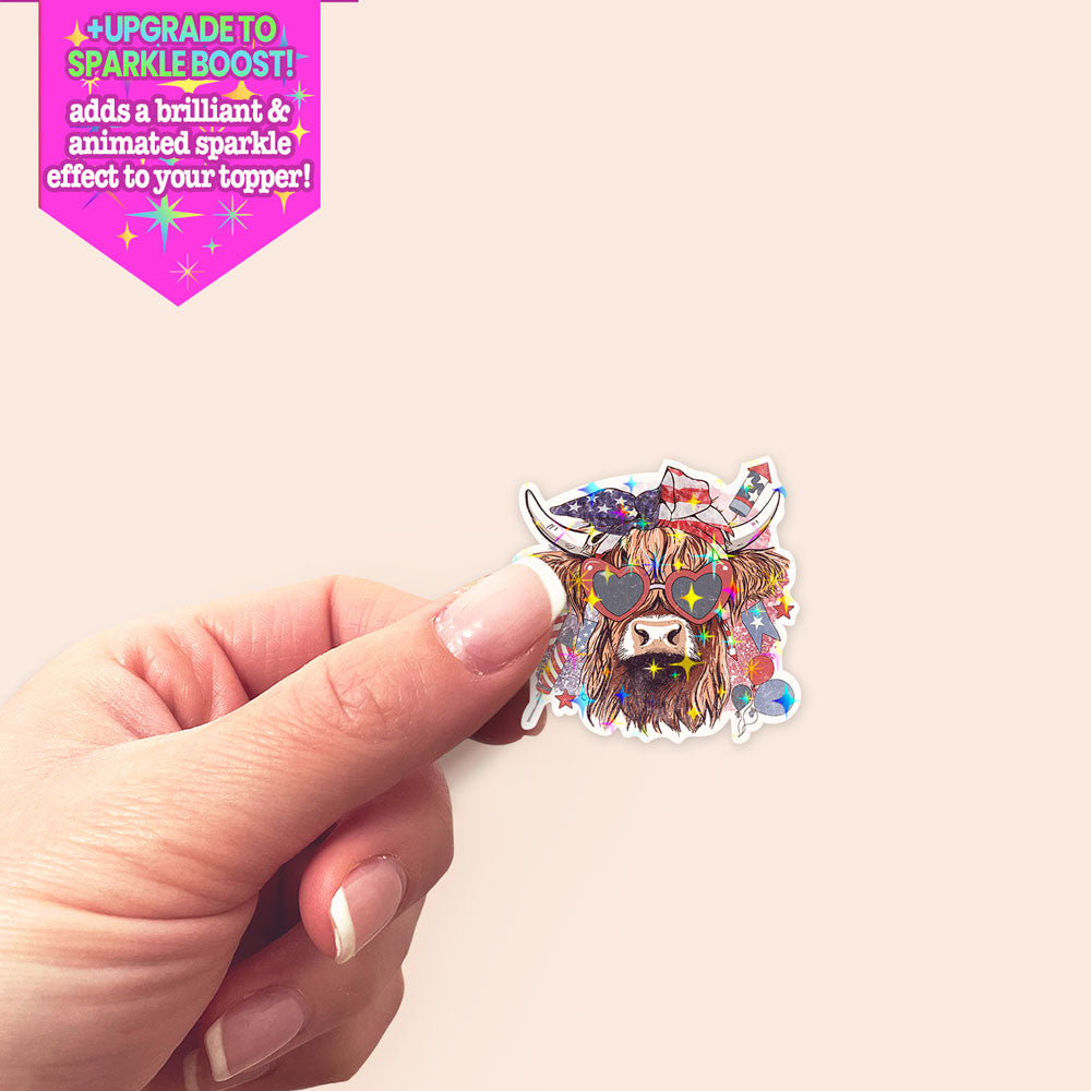 Classic Patriotic Cow Sticker - - Topperswap