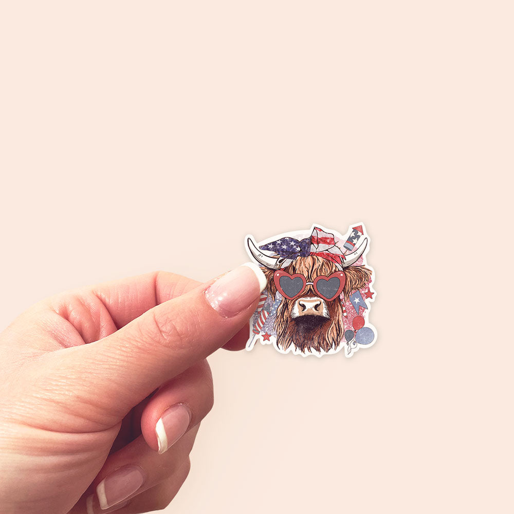 Classic Patriotic Cow Sticker - - Topperswap