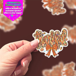 Thankful Leopard Bow Sticker