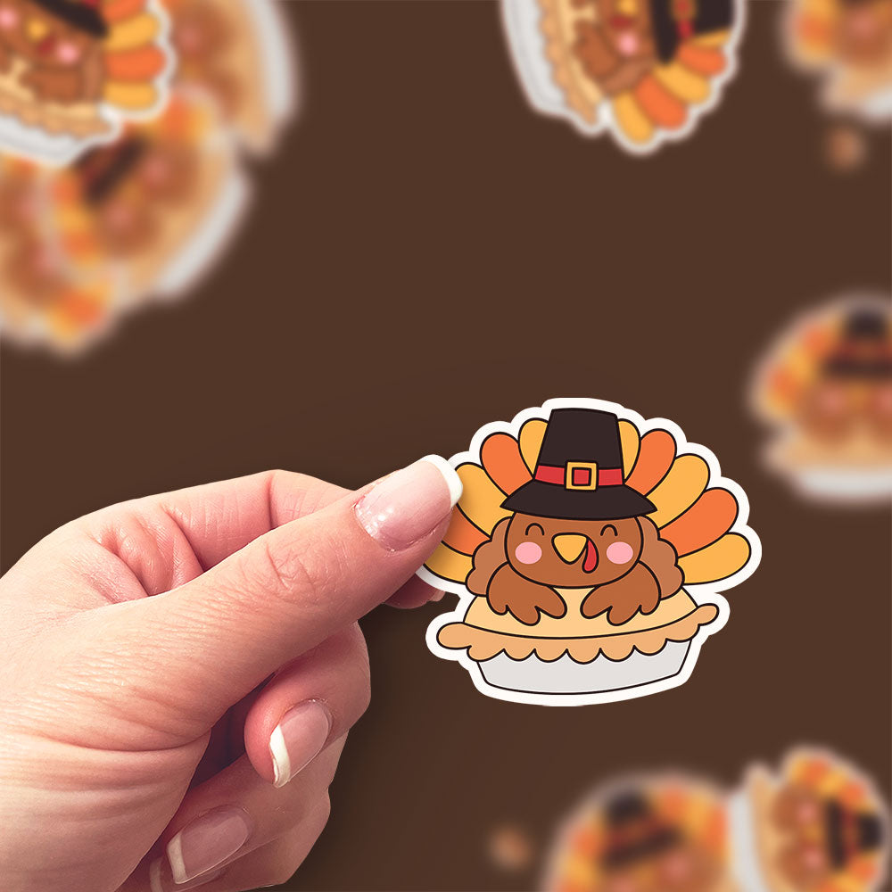 Pumpkin Pie Turkey Sticker - Classic Shine - Topperswap