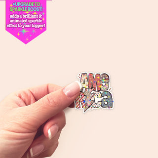 America Retro Rock n Roll Sticker